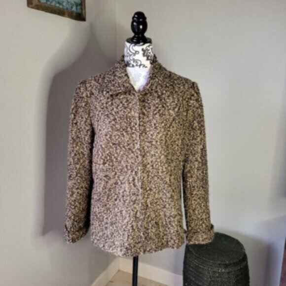 Liz Claiborne Zip Blazer  Shearling Jacket Sz 12 - Picture 4 of 12